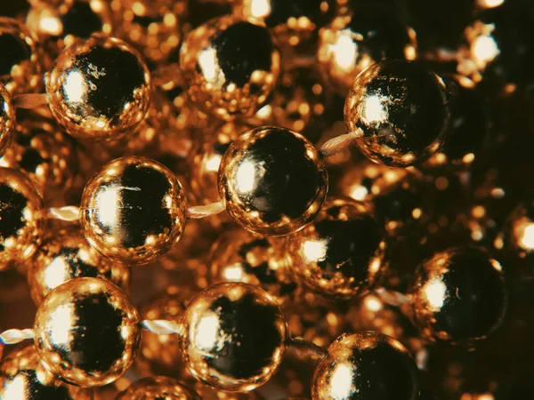 Macro Foto Van Gouden Ballen Abstracte Foto Met Gouden Achtergrond — Stockfoto