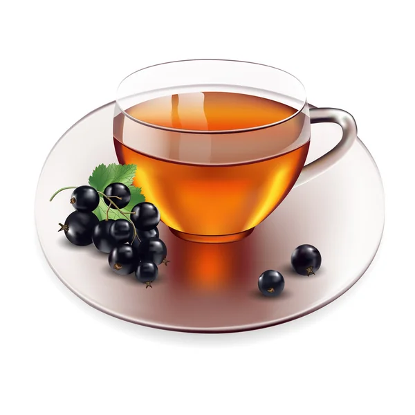 Xícara de chá com groselha — Vetor de Stock