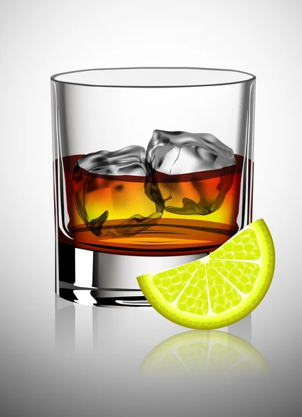 Sklenice whisky a citronem — Stockový vektor
