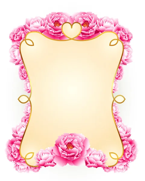 Vector golden frame with beautiful roses — Διανυσματικό Αρχείο