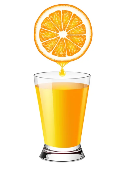 Апельсиновый сок из апельсина в стекло — стоковый вектор
