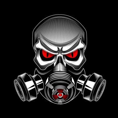 Skull wearing a gas mask clipart