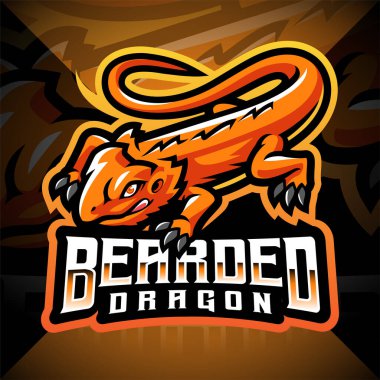 Sakallı ejderha esport maskot logosu.