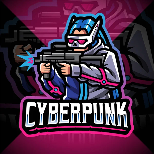 Diseño Del Logo Mascota Cyberpunk Esport — Vector de stock