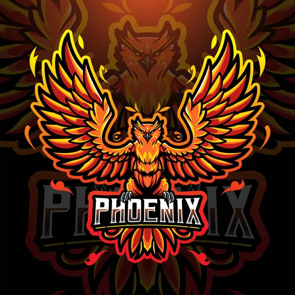 Phoenix Esport Mascot Logo Design — Stock Vector