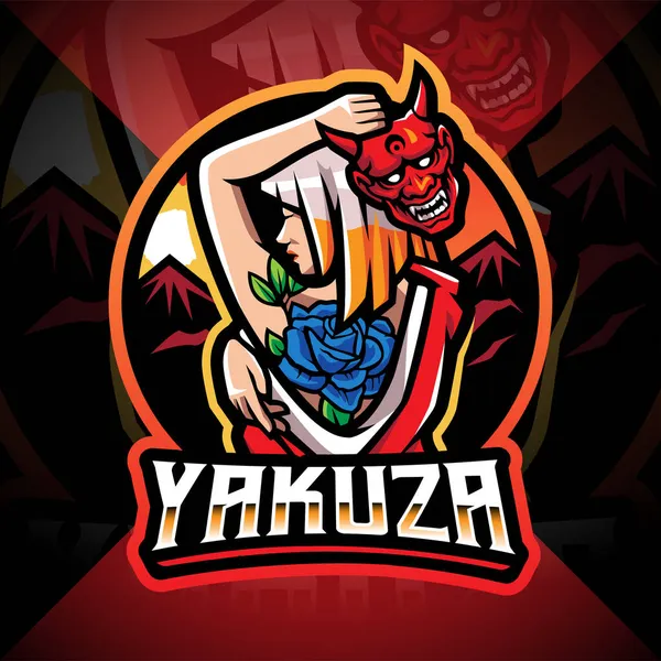 Yakuza Esport Mascota Logo Design — Vector de stock