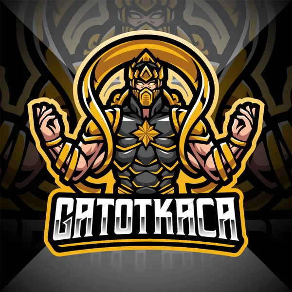 Gatotkaca Esport Mascote Logotipo Design —  Vetores de Stock