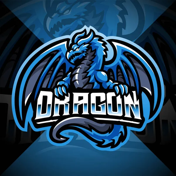 Dragão Esport Mascote Logotipo Design —  Vetores de Stock
