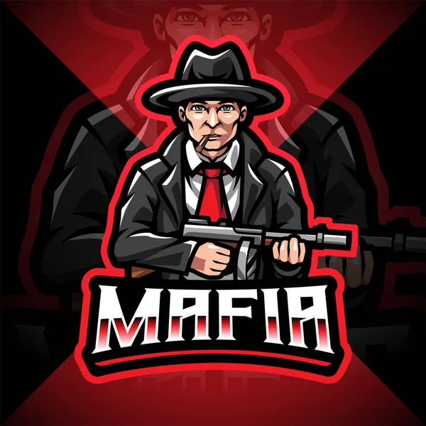 Mafia Esport Mascotte Logo Gaming Design — Vettoriale Stock