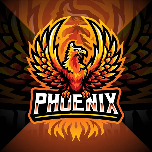 Phoenix Esport Mascot Logo Design — Stock Vector