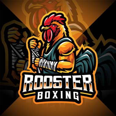 Horoz boksu esport maskot logosu tasarımı