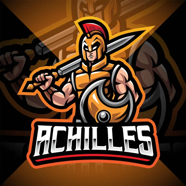Achilles Greek Mascot Esport Logo Design — ストックベクタ