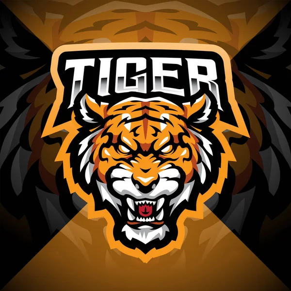 Tiger Testa Esport Disegno Logo Della Mascotte — Vettoriale Stock