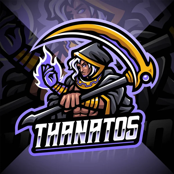 Thanatos Esport Mascot Logo Design — Stockový vektor