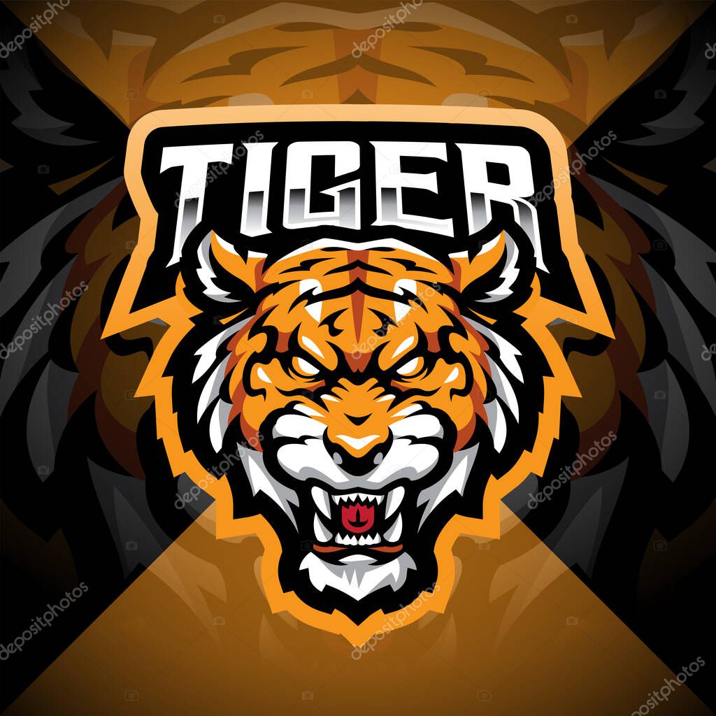 Tiger head esport mascot logo design