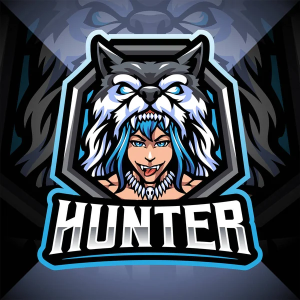 Hunter Head Esport Mascot Logo — Stockový vektor