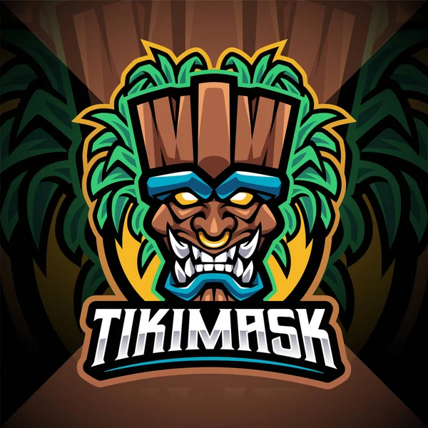Tiki Maske Esport Maskottchen Logo Design — Stockvektor