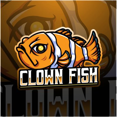 Palyaço balığı esport maskot logosu tasarımı
