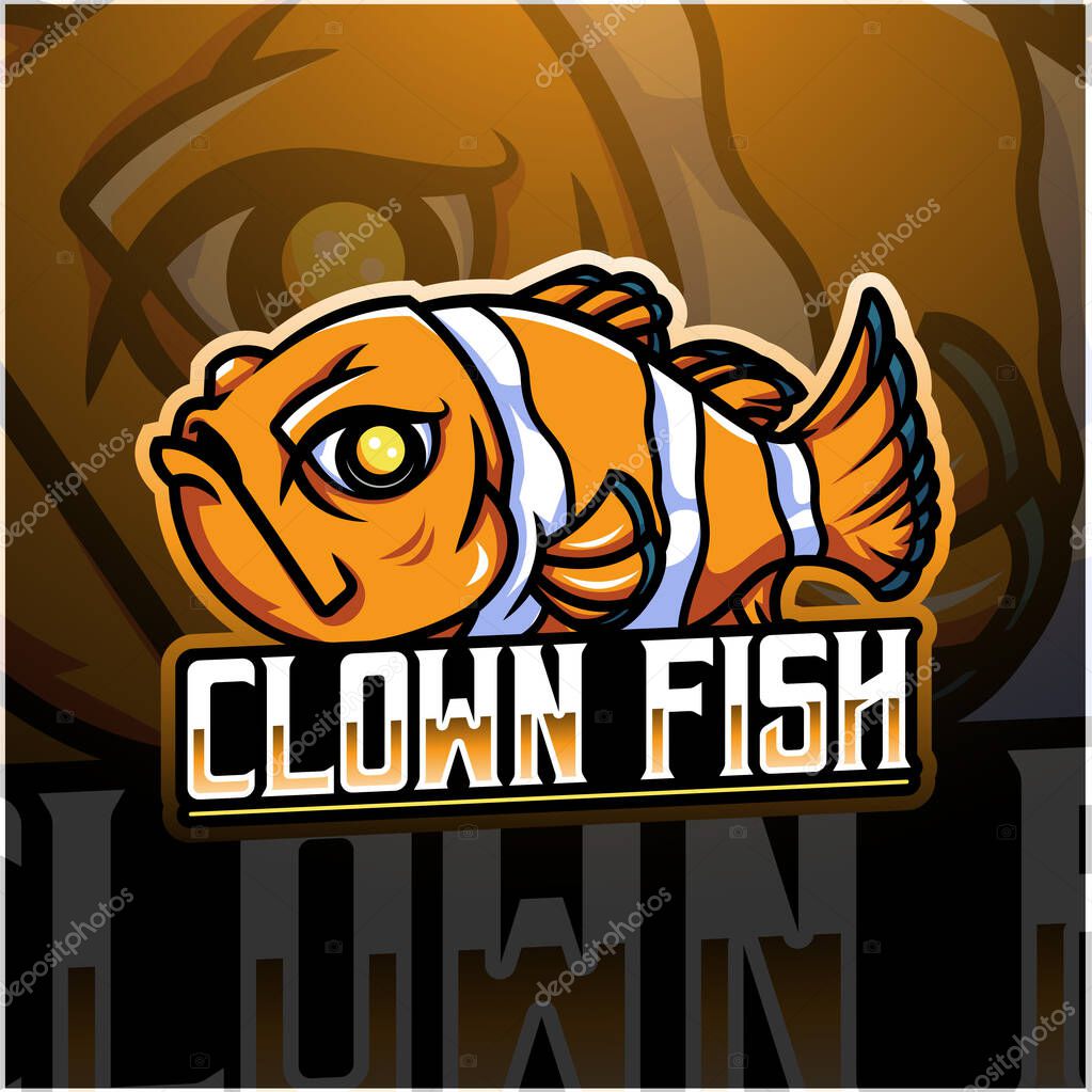 Clown fish esport mascot logo design