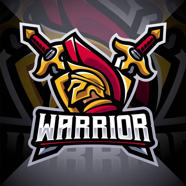 Warriors Esport Maskot Logo Design – stockvektor