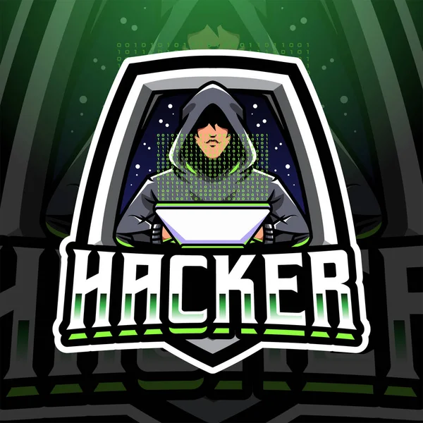 Návrh Loga Maskota Hackera — Stockový vektor