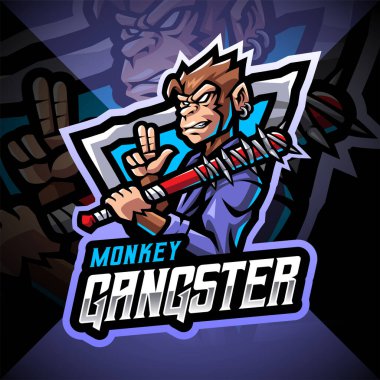Maymun gangster esport maskot logosu tasarımı