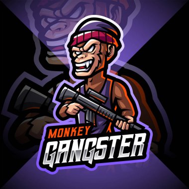 Maymun gangster esport maskot logosu tasarımı