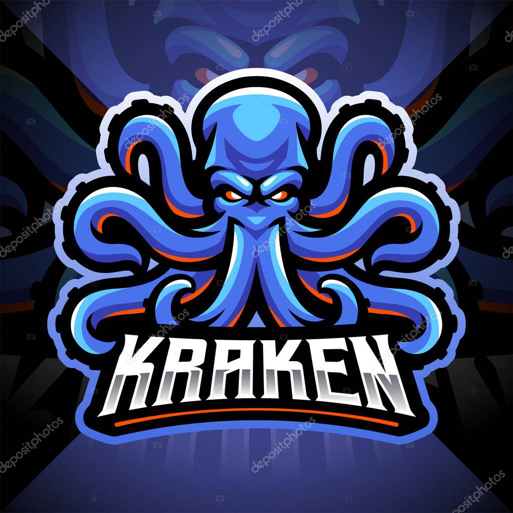 Kraken octopus esport mascot logo design