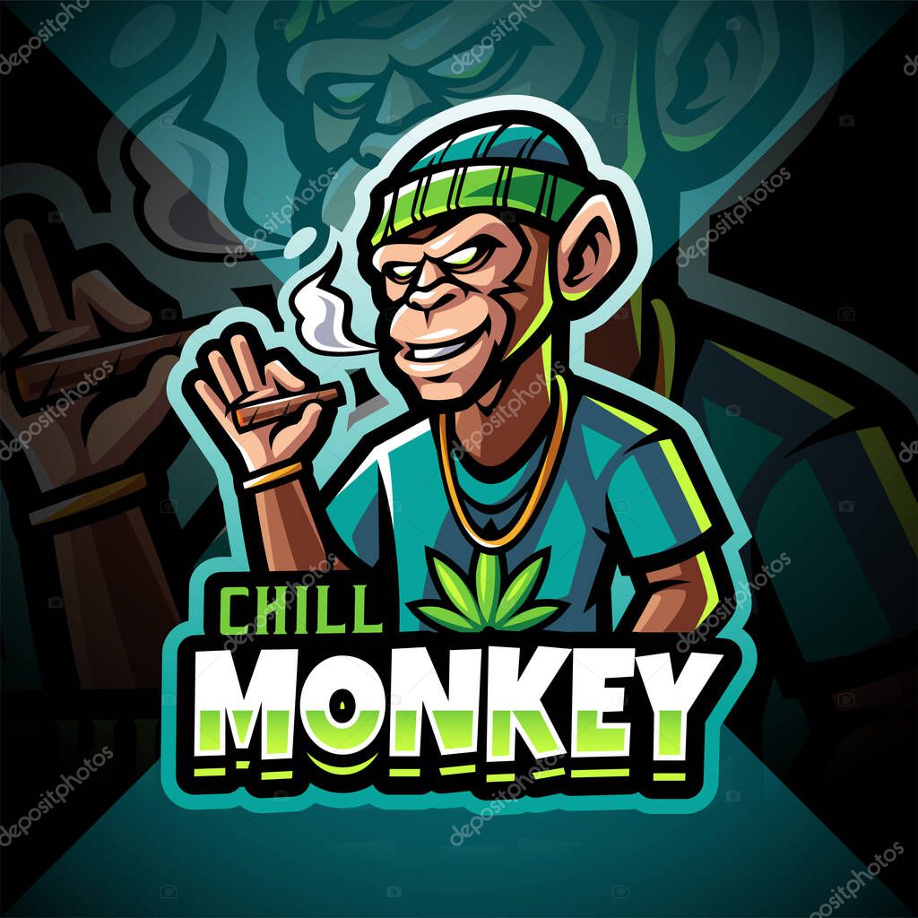 Chill monkey esport mascot logo design