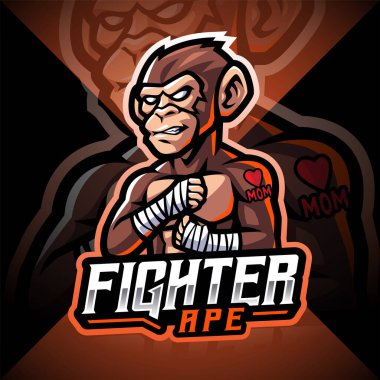 Savaşçı maymun esport maskot logosu tasarımı