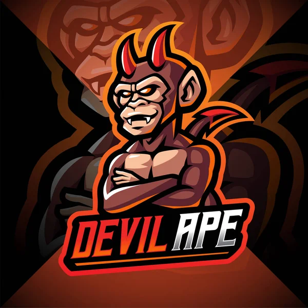 Devil Apa Esport Maskot Logo Design — Stock vektor
