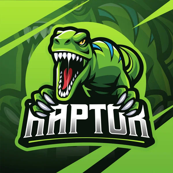 Raptor Esport Maskot Logotyp Design — Stock vektor