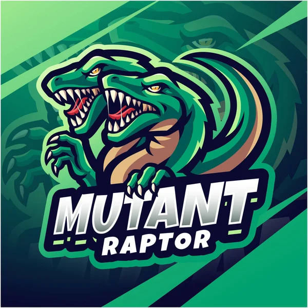 Mutant Raptor Esport Maskot Logo Design — Stockový vektor