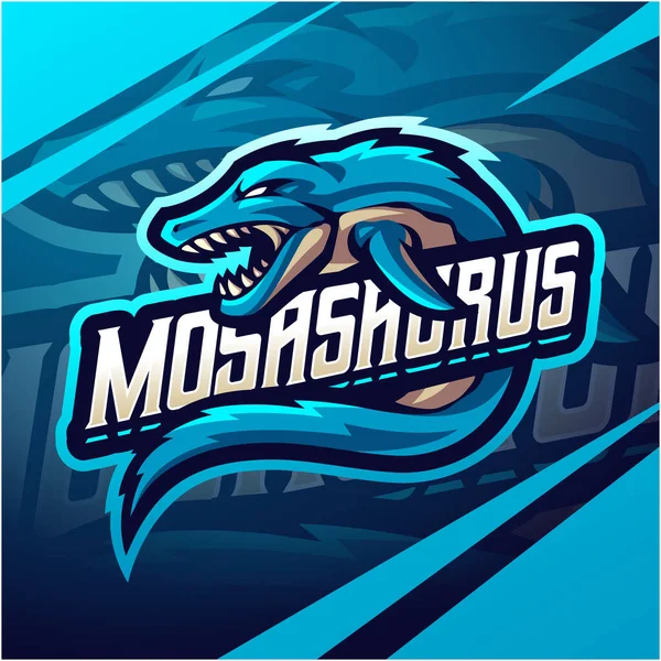 Mosasaurus Esport Mascotte Logo Design — Vettoriale Stock