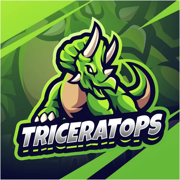 Triceratops Esport Projekt Logo Maskotki — Wektor stockowy