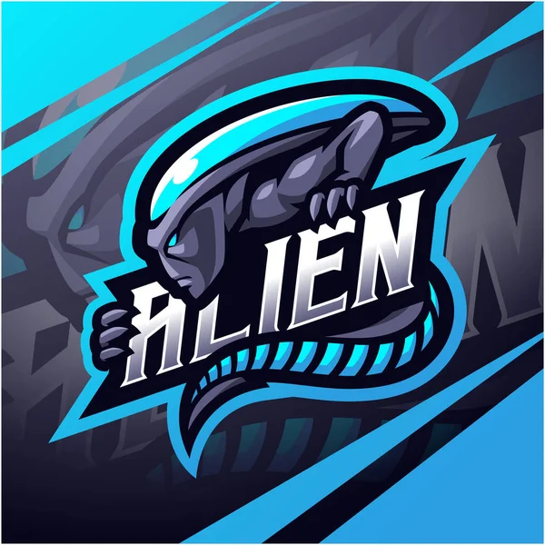 Alien Esport Mascote Logotipo Design —  Vetores de Stock