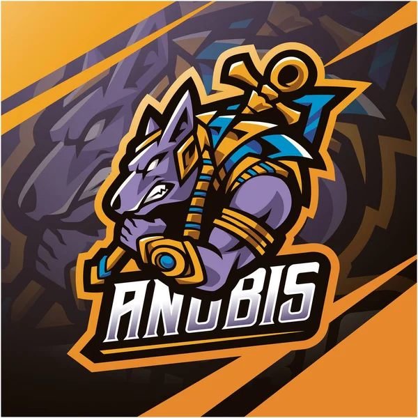 Anubis Esport Mascot Logo Design — Stock Vector