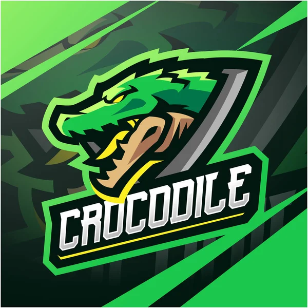 Crocodilo Esporte Mascote Logotipo Design —  Vetores de Stock