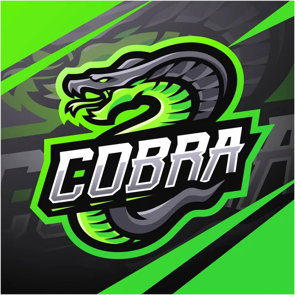 Kung Cobra Esport Maskot Logotyp Design — Stock vektor