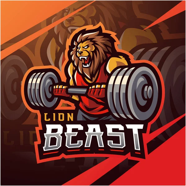 Lion Besta Ginásio Esport Mascote Logotipo — Vetor de Stock