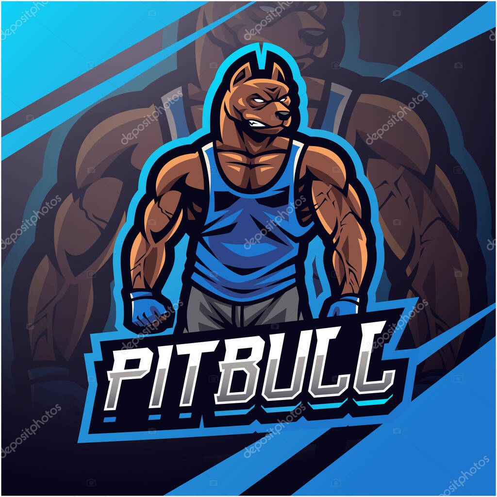 Pitbull gym esport mascot logo