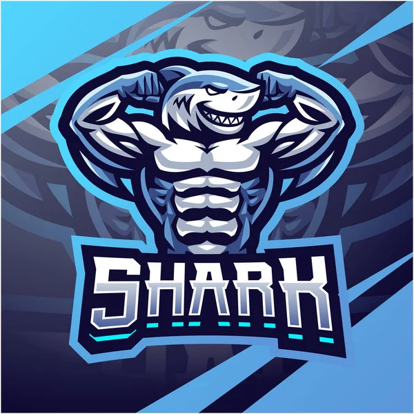 Gym Shark Esport Mascot Logo - Stok Vektor