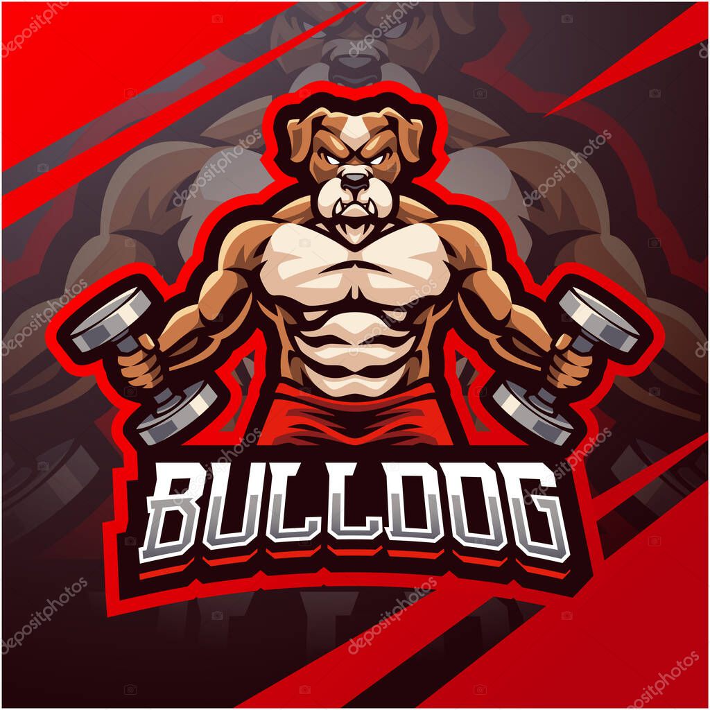 Bulldog gym esport mascot logo design