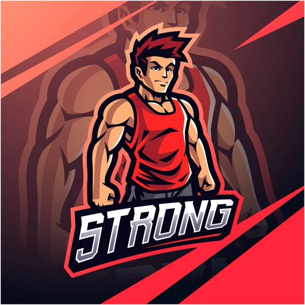 Strong Man Mascot Logo Design — Stok Vektör