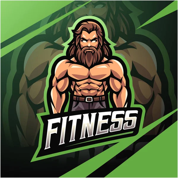 Fitness Man Esport Mascot Logo Design — Image vectorielle