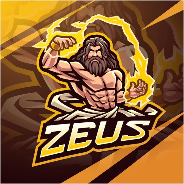 Zeus Esport Disegno Logo Della Mascotte — Vettoriale Stock
