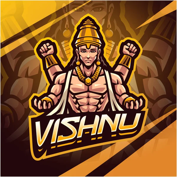 Vishnu Esport Mascot Logo Design — Stok Vektör