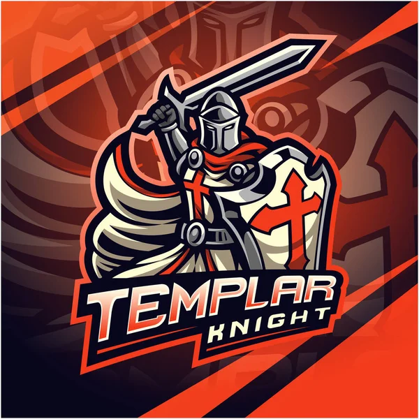 Cavaleiros Templários Esport Mascote Logotipo Design —  Vetores de Stock