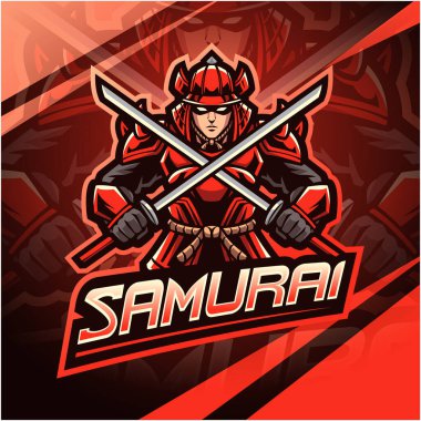 Samuray savaşçısı esport maskot logosu tasarımı