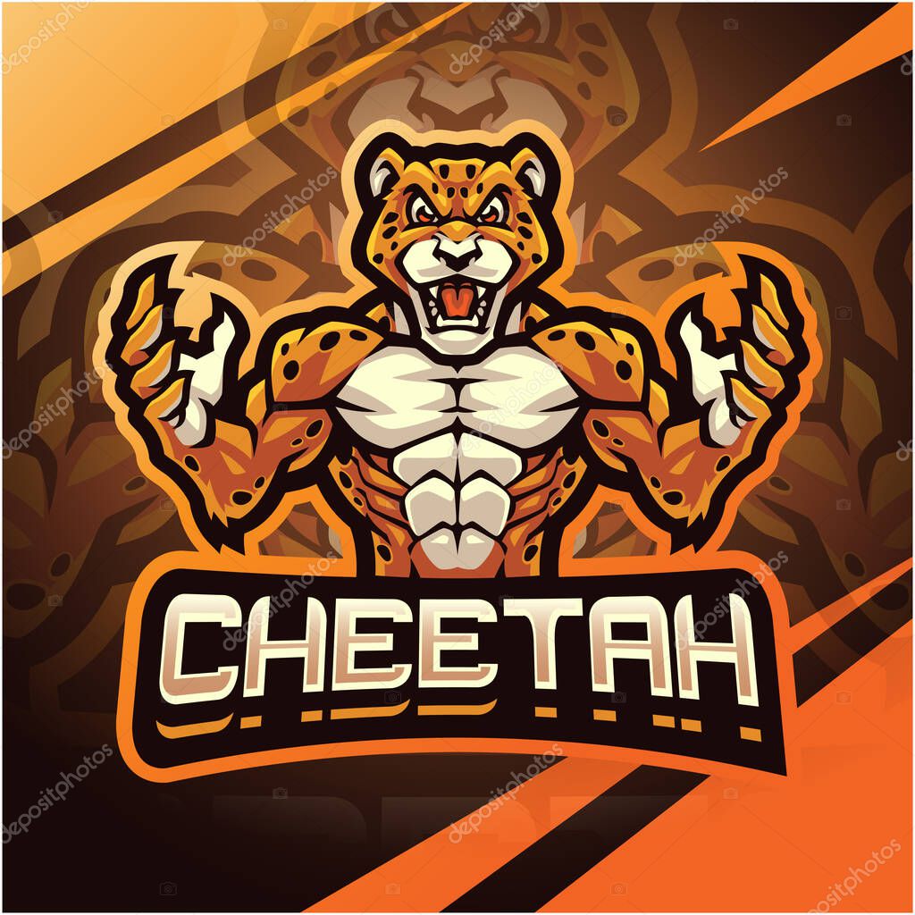 Cheetah fighter esport mascot logo design